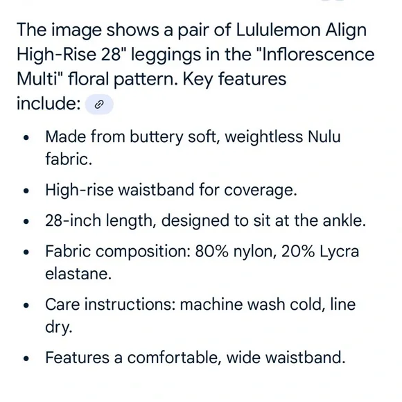 NWOT Lululemon Align High-Rise 28” Inflorescence Multi Floral Leggings size 10 - Picture 10 of 10